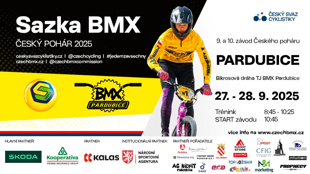 Poslední dvě kola Sazka Českého poháru BMX 2025 tento víkend v Pardubicích